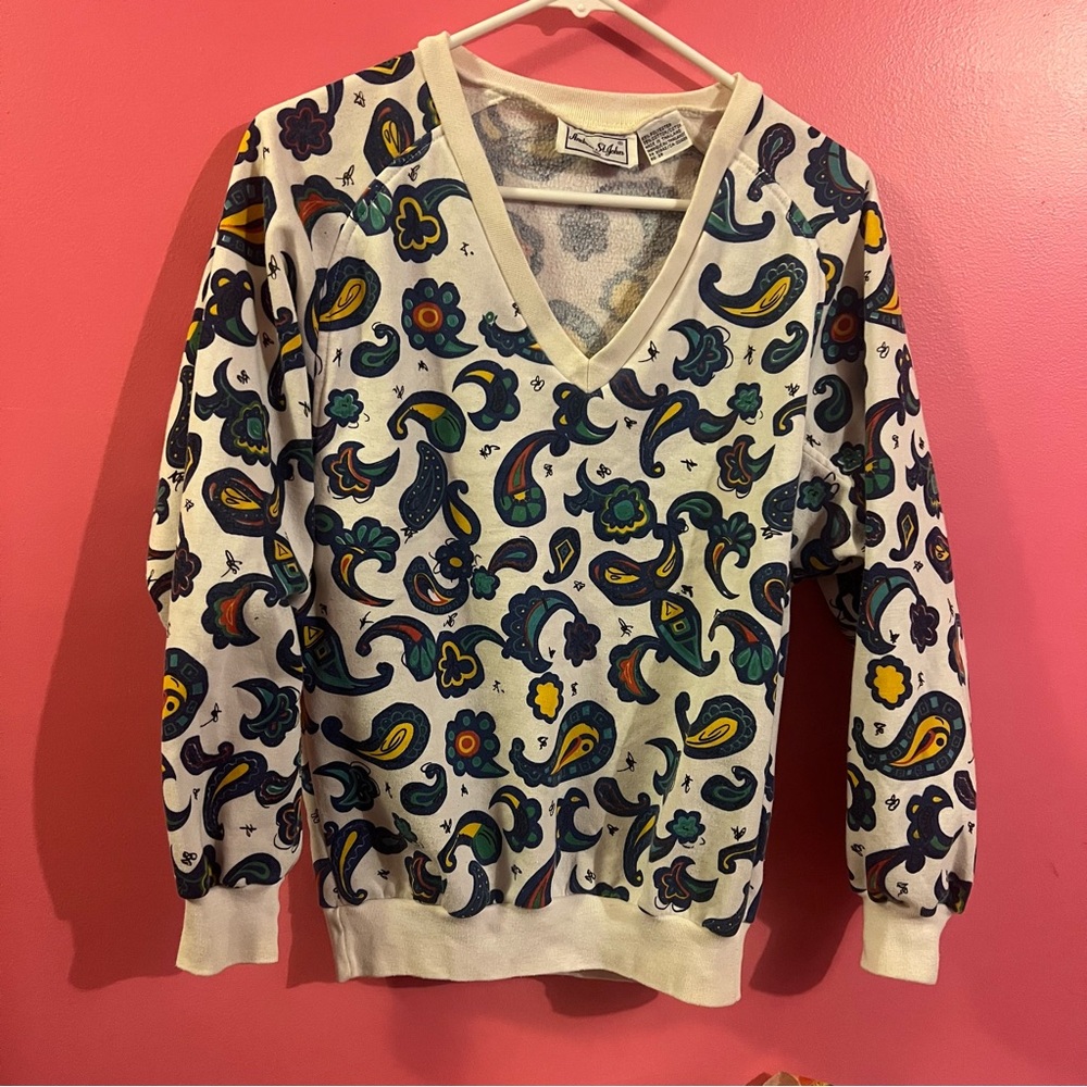 Vintage Andrew St. John Paisley Sweater Women's Size Medium